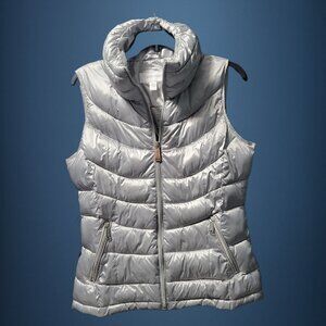 Calvin Klein Womens Puffer Vest Jacket Silver Gray
